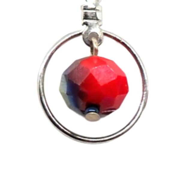 Red Round Earrings - Picture 3 of 5